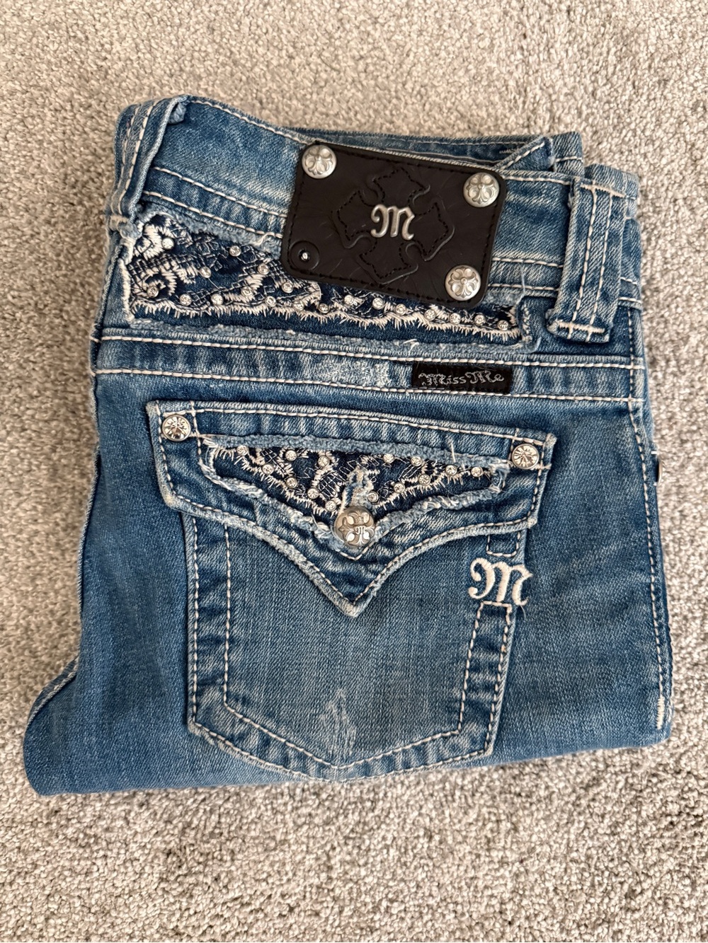 Miss Me Women's Lace Embroidered Bootcut Jeans - 27